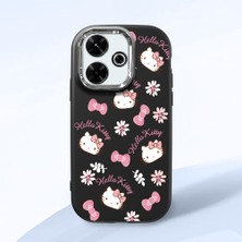 HONTINGA Redmi 13 ile Uyumlu Kılıfı Kamera Korumalı Düşüme Önleyici Basitlik Siyah Yumuşak Silikon Telefon Kılıfı Hello Kitty Desenli K4-0182