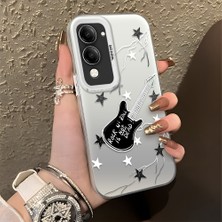 HONTINGA Vivo Y04 ile Uyumlu Kılıfı Silikon Kenar Sert Arka Düşüme Önleyici Basitlik Anti Düşme Kamera Korumali Gitar Desen Telefon Kılıfı Kadın ve Erkek Için Uygundur K1-0849