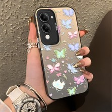 HONTINGA Vivo Y04 ile Uyumlu Kılıfı Silikon Kenar Sert Arka Düşüme Önleyici Basitlik Anti Düşme Kamera Korumali Küçük Kelebek Desen Telefon Kılıfı Kadın ve Erkek Için Uygundur K1-0851