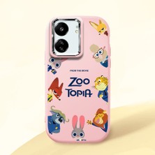 HONTINGA Poco C65 ile Uyumlu Kılıfı Kamera Korumalı Düşüme Önleyici Basitlik Pembe Yumuşak Silikon Telefon Kılıfı Mario Desenli K4-0181