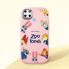 HONTINGA Realme C21Y ile Uyumlu Kılıfı Kamera Korumalı Düşüme Önleyici Basitlik Pembe Yumuşak Silikon Telefon Kılıfı Mario Desenli K4-0181