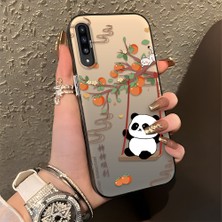HONTINGA Samsung Galaxy A30S ile Uyumlu Kılıfı Silikon Kenar Sert Arka Düşüme Önleyici Basitlik Anti Düşme Kamera Korumali Kedi Panda Telefon Kılıfı Kadın ve Erkek Için Uygundur K1-0846