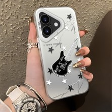 HONTINGA iPhone 16 ile Uyumlu Kılıfı Silikon Kenar Sert Arka Düşüme Önleyici Basitlik Anti Düşme Kamera Korumali Gitar Desen Telefon Kılıfı Kadın ve Erkek Için Uygundur K1-0849