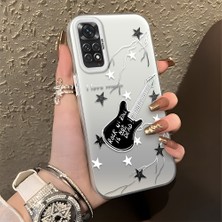HONTINGA Xiaomi Redmi Note 11 ile Uyumlu Kılıfı Silikon Kenar Sert Arka Düşüme Önleyici Basitlik Anti Düşme Kamera Korumali Gitar Desen Telefon Kılıfı Kadın ve Erkek Için Uygundur K1-0849