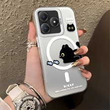 HONTINGA Realme C61 ile Uyumlu Kılıfı Silikon Kenar Sert Arka Düşüme Önleyici Basitlik Anti Düşme Kamera Korumali Yaratıcı Desen Telefon Kılıfı Kadın ve Erkek Için Uygundur K1-0848