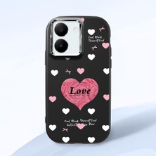 HONTINGA Vivo Y27 ile Uyumlu Kılıfı Kamera Korumalı Düşüme Önleyici Basitlik Siyah Yumuşak Silikon Telefon Kılıfı Kalp Desenli K4-0228
