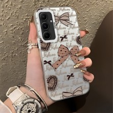 HONTINGA Samsung Galaxy A55 ile Uyumlu Kılıfı Silikon Kenar Sert Arka Düşüme Önleyici Basitlik Anti Düşme Kamera Korumali Fiyonk Desen Telefon Kılıfı Kadın ve Erkek Için Uygundur K1-0844