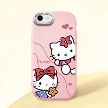 HONTINGA iPhone Se 2022 ile Uyumlu Kılıfı Kamera Korumalı Düşüme Önleyici Basitlik Pembe Yumuşak Silikon Telefon Kılıfı Kitty Desenli K4-0224