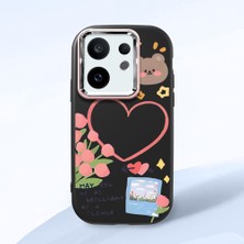 HONTINGA Vivo X200 Fe ile Uyumlu Kılıfı Kamera Korumalı Düşüme Önleyici Basitlik Siyah Yumuşak Silikon Telefon Kılıfı Kalp Desenli K4-0183