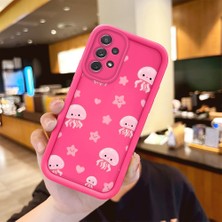 HONTINGA Samsung Galaxy A72 ile Uyumlu Kılıfı Düşüme Önleyici Basitlik Anti Düşme Kamera Korumali Şirin Ahtapot Desen Gül Kırmızı Yumuşak Silikon Telefon Kılıfı Kadın ve Erkek Için Uygundur K8-0090