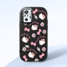 HONTINGA Xiaomi Redmi Note 10 Pro ile Uyumlu Kılıfı Kamera Korumalı Düşüme Önleyici Basitlik Siyah Yumuşak Silikon Telefon Kılıfı Hello Kitty Desenli K4-0182