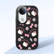 HONTINGA Vivo V50 ile Uyumlu Kılıfı Kamera Korumalı Düşüme Önleyici Basitlik Siyah Yumuşak Silikon Telefon Kılıfı Hello Kitty Desenli K4-0182