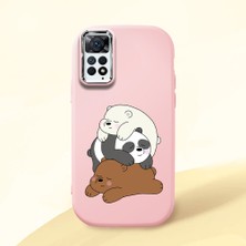 HONTINGA Redmi Note 12 Pro 4g ile Uyumlu Kılıfı Kamera Korumalı Düşüme Önleyici Basitlik Pembe Yumuşak Silikon Telefon Kılıfı Ayı Desenli K4-0225