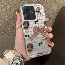 HONTINGA Realme C61 ile Uyumlu Kılıfı Silikon Kenar Sert Arka Düşüme Önleyici Basitlik Anti Düşme Kamera Korumali Fiyonk Desen Telefon Kılıfı Kadın ve Erkek Için Uygundur K1-0844