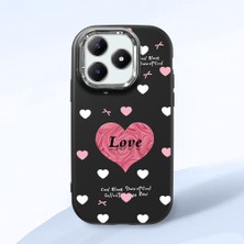 HONTINGA Realme C63 ile Uyumlu Kılıfı Kamera Korumalı Düşüme Önleyici Basitlik Siyah Yumuşak Silikon Telefon Kılıfı Kalp Desenli K4-0228