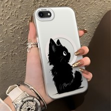 HONTINGA iPhone Se 2022 ile Uyumlu Kılıfı Silikon Kenar Sert Arka Düşüme Önleyici Basitlik Anti Düşme Kamera Korumali Kedi Desen Telefon Kılıfı Kadın ve Erkek Için Uygundur K1-0850