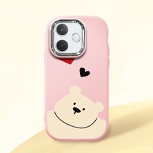 HONTINGA Oppo A5 Pro 5g ile Uyumlu Kılıfı Kamera Korumalı Düşüme Önleyici Basitlik Pembe Yumuşak Silikon Telefon Kılıfı Ayı Desenli K4-0185