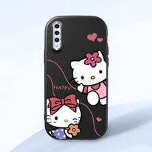 HONTINGA Samsung Galaxy A50S ile Uyumlu Kılıfı Kamera Korumalı Düşüme Önleyici Basitlik Siyah Yumuşak Silikon Telefon Kılıfı Kitty Desenli K4-0224