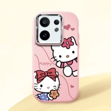 HONTINGA Vivo X200 Fe ile Uyumlu Kılıfı Kamera Korumalı Düşüme Önleyici Basitlik Pembe Yumuşak Silikon Telefon Kılıfı Kitty Desenli K4-0224