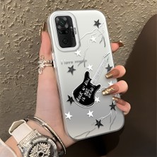 HONTINGA Xiaomi Redmi Note 10 Pro ile Uyumlu Kılıfı Silikon Kenar Sert Arka Düşüme Önleyici Basitlik Anti Düşme Kamera Korumali Gitar Desen Telefon Kılıfı Kadın ve Erkek Için Uygundur K1-0849