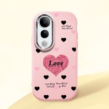 HONTINGA Vivo V50 Lite ile Uyumlu Kılıfı Kamera Korumalı Düşüme Önleyici Basitlik Pembe Yumuşak Silikon Telefon Kılıfı Kalp Desenli K4-0228