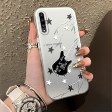 HONTINGA Samsung Galaxy A50 ile Uyumlu Kılıfı Silikon Kenar Sert Arka Düşüme Önleyici Basitlik Anti Düşme Kamera Korumali Gitar Desen Telefon Kılıfı Kadın ve Erkek Için Uygundur K1-0849