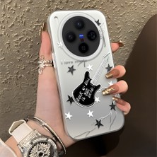HONTINGA Vivo X300 ile Uyumlu Kılıfı Silikon Kenar Sert Arka Düşüme Önleyici Basitlik Anti Düşme Kamera Korumali Gitar Desen Telefon Kılıfı Kadın ve Erkek Için Uygundur K1-0849