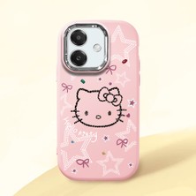 HONTINGA Oppo A3X 4g ile Uyumlu Kılıfı Kamera Korumalı Düşüme Önleyici Basitlik Pembe Yumuşak Silikon Telefon Kılıfı Hello Kitty Desenli K4-0227