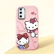 HONTINGA Samsung Galaxy S20 Fe ile Uyumlu Kılıfı Kamera Korumalı Düşüme Önleyici Basitlik Pembe Yumuşak Silikon Telefon Kılıfı Kitty Desenli K4-0224