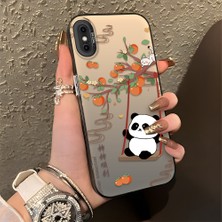 HONTINGA iPhone x ile Uyumlu Kılıfı Silikon Kenar Sert Arka Düşüme Önleyici Basitlik Anti Düşme Kamera Korumali Kedi Panda Telefon Kılıfı Kadın ve Erkek Için Uygundur K1-0846