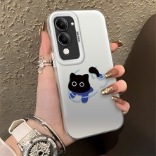 HONTINGA Vivo Y04 ile Uyumlu Kılıfı Silikon Kenar Sert Arka Düşüme Önleyici Basitlik Anti Düşme Kamera Korumali Kedi Desen Telefon Kılıfı Kadın ve Erkek Için Uygundur K1-0845