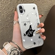 HONTINGA iPhone Xs ile Uyumlu Kılıfı Silikon Kenar Sert Arka Düşüme Önleyici Basitlik Anti Düşme Kamera Korumali Gitar Desen Telefon Kılıfı Kadın ve Erkek Için Uygundur K1-0849