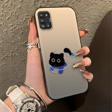 HONTINGA Samsung Galaxy A31 ile Uyumlu Kılıfı Silikon Kenar Sert Arka Düşüme Önleyici Basitlik Anti Düşme Kamera Korumali Kedi Desen Telefon Kılıfı Kadın ve Erkek Için Uygundur K1-0845