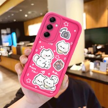 HONTINGA Samsung Galaxy M14 ile Uyumlu Kılıfı Düşüme Önleyici Basitlik Anti Düşme Kamera Korumali Şirin Kedi Desen Gül Kırmızı Yumuşak Silikon Telefon Kılıfı Kadın ve Erkek Için Uygundur K8-0087
