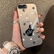 HONTINGA iPhone 8 Plus ile Uyumlu Kılıfı Silikon Kenar Sert Arka Düşüme Önleyici Basitlik Anti Düşme Kamera Korumali Gitar Desen Telefon Kılıfı Kadın ve Erkek Için Uygundur K1-0849