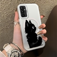 HONTINGA Samsung Galaxy M23 ile Uyumlu Kılıfı Silikon Kenar Sert Arka Düşüme Önleyici Basitlik Anti Düşme Kamera Korumali Kedi Desen Telefon Kılıfı Kadın ve Erkek Için Uygundur K1-0850