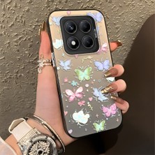 HONTINGA Xiaomi Redmi Note 14 Pro ile Uyumlu Kılıfı Silikon Kenar Sert Arka Düşüme Önleyici Basitlik Anti Düşme Kamera Korumali Küçük Kelebek Desen Telefon Kılıfı Kadın ve Erkek Için Uygundur K1-0851