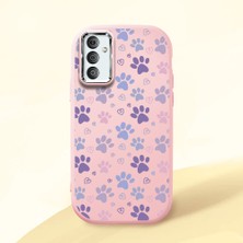 HONTINGA Samsung Galaxy M23 ile Uyumlu Kılıfı Kamera Korumalı Düşüme Önleyici Basitlik Pembe Yumuşak Silikon Telefon Kılıfı Kedi Desenli K4-0184