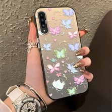 HONTINGA Samsung Galaxy A50 ile Uyumlu Kılıfı Silikon Kenar Sert Arka Düşüme Önleyici Basitlik Anti Düşme Kamera Korumali Küçük Kelebek Desen Telefon Kılıfı Kadın ve Erkek Için Uygundur K1-0851