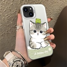 HONTINGA iPhone 14 Plus ile Uyumlu Kılıfı Silikon Kenar Sert Arka Düşüme Önleyici Basitlik Anti Düşme Kamera Korumali Kedi Desen Telefon Kılıfı Kadın ve Erkek Için Uygundur K1-0852