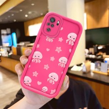 HONTINGA Redmi Note 10S ile Uyumlu Kılıfı Düşüme Önleyici Basitlik Anti Düşme Kamera Korumali Şirin Ahtapot Desen Gül Kırmızı Yumuşak Silikon Telefon Kılıfı Kadın ve Erkek Için Uygundur K8-0090
