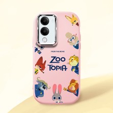 HONTINGA Vivo Y04 ile Uyumlu Kılıfı Kamera Korumalı Düşüme Önleyici Basitlik Pembe Yumuşak Silikon Telefon Kılıfı Mario Desenli K4-0181