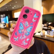 HONTINGA Redmi K60 Ultra ile Uyumlu Kılıfı Düşüme Önleyici Basitlik Anti Düşme Kamera Korumali Şirin Mavi Kelebek Desen Gül Kırmızı Yumuşak Silikon Telefon Kılıfı Kadın ve Erkek Için Uygundur K8-0084