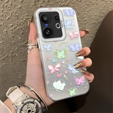 HONTINGA Vivo X200 Fe ile Uyumlu Kılıfı Silikon Kenar Sert Arka Düşüme Önleyici Basitlik Anti Düşme Kamera Korumali Küçük Kelebek Desen Telefon Kılıfı Kadın ve Erkek Için Uygundur K1-0851