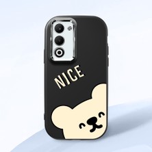 HONTINGA Oppo A5 ile Uyumlu Kılıfı Kamera Korumalı Düşüme Önleyici Basitlik Siyah Yumuşak Silikon Telefon Kılıfı Ayı Desenli K4-0185