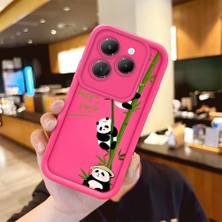 HONTINGA Infinix Hot 40 ile Uyumlu Kılıfı Düşüme Önleyici Basitlik Anti Düşme Kamera Korumali Şirin Panda Desen Gül Kırmızı Yumuşak Silikon Telefon Kılıfı Kadın ve Erkek Için Uygundur K8-0085