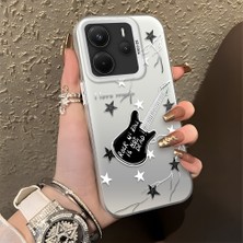 HONTINGA Xiaomi Redmi Note 14 ile Uyumlu Kılıfı Silikon Kenar Sert Arka Düşüme Önleyici Basitlik Anti Düşme Kamera Korumali Gitar Desen Telefon Kılıfı Kadın ve Erkek Için Uygundur K1-0849