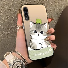 HONTINGA Samsung Galaxy A50S ile Uyumlu Kılıfı Silikon Kenar Sert Arka Düşüme Önleyici Basitlik Anti Düşme Kamera Korumali Kedi Desen Telefon Kılıfı Kadın ve Erkek Için Uygundur K1-0852