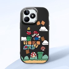 HONTINGA Realme Note 50 ile Uyumlu Kılıfı Kamera Korumalı Düşüme Önleyici Basitlik Siyah Yumuşak Silikon Telefon Kılıfı Mario Desenli K4-0181