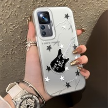 HONTINGA Xiaomi Mi 12T Pro ile Uyumlu Kılıfı Silikon Kenar Sert Arka Düşüme Önleyici Basitlik Anti Düşme Kamera Korumali Gitar Desen Telefon Kılıfı Kadın ve Erkek Için Uygundur K1-0849